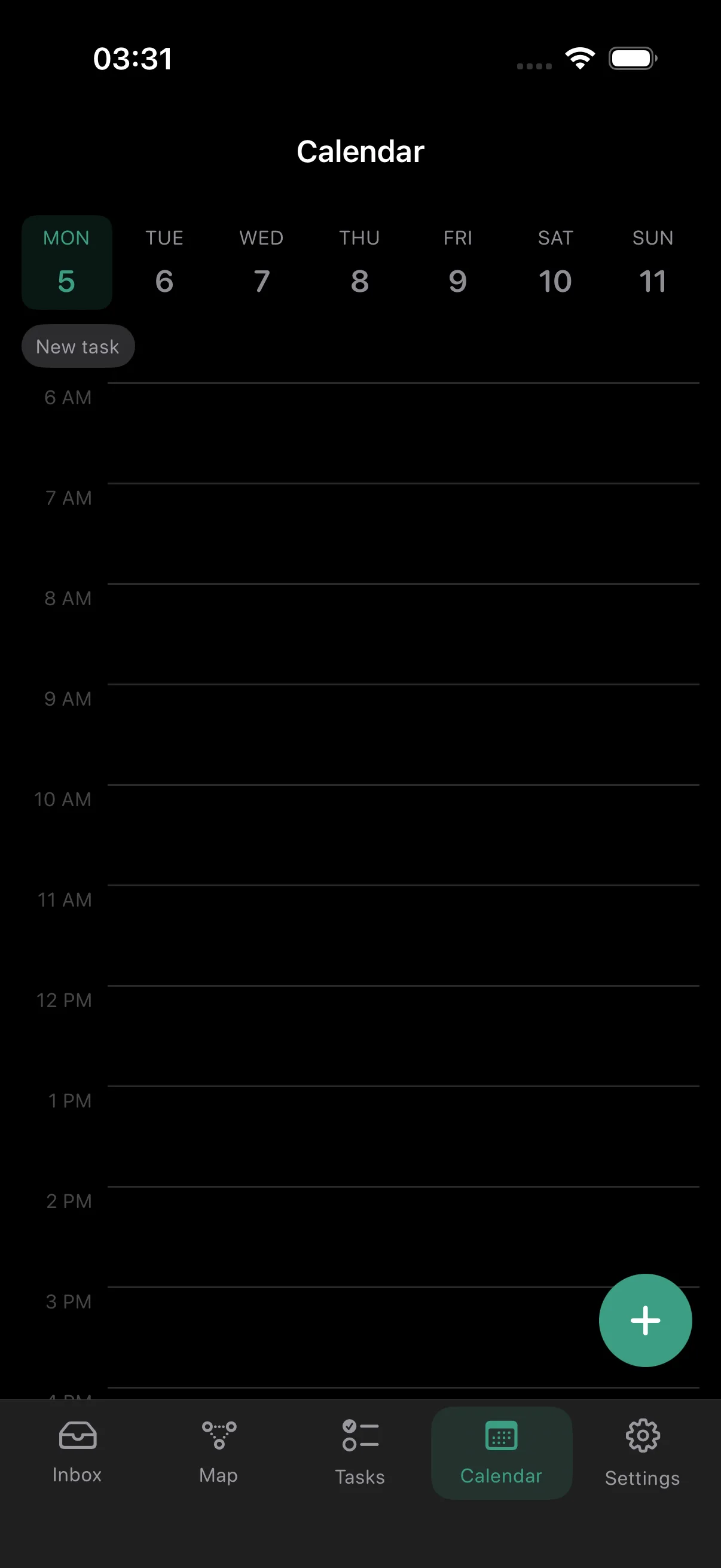 Arc Week Calendar — day timebox grid