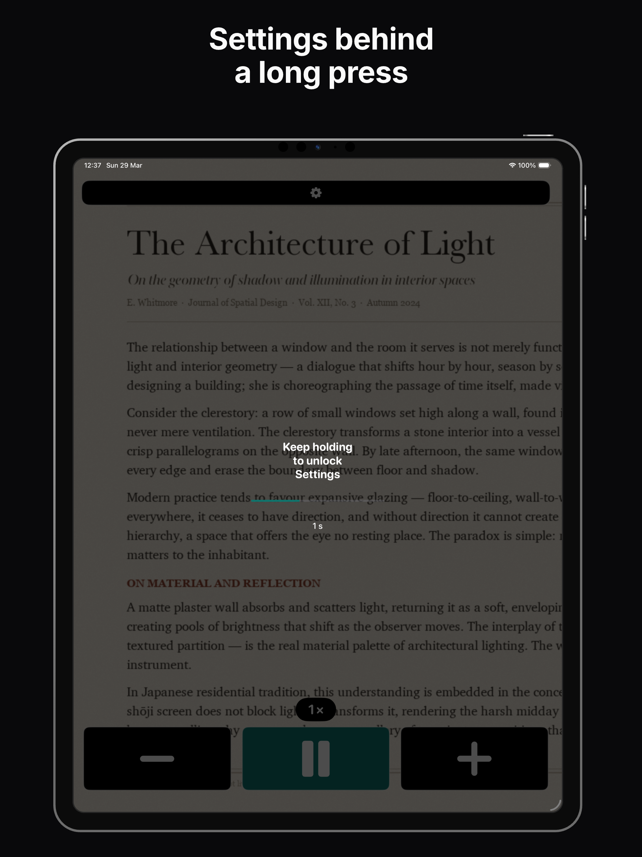 iPad — settings