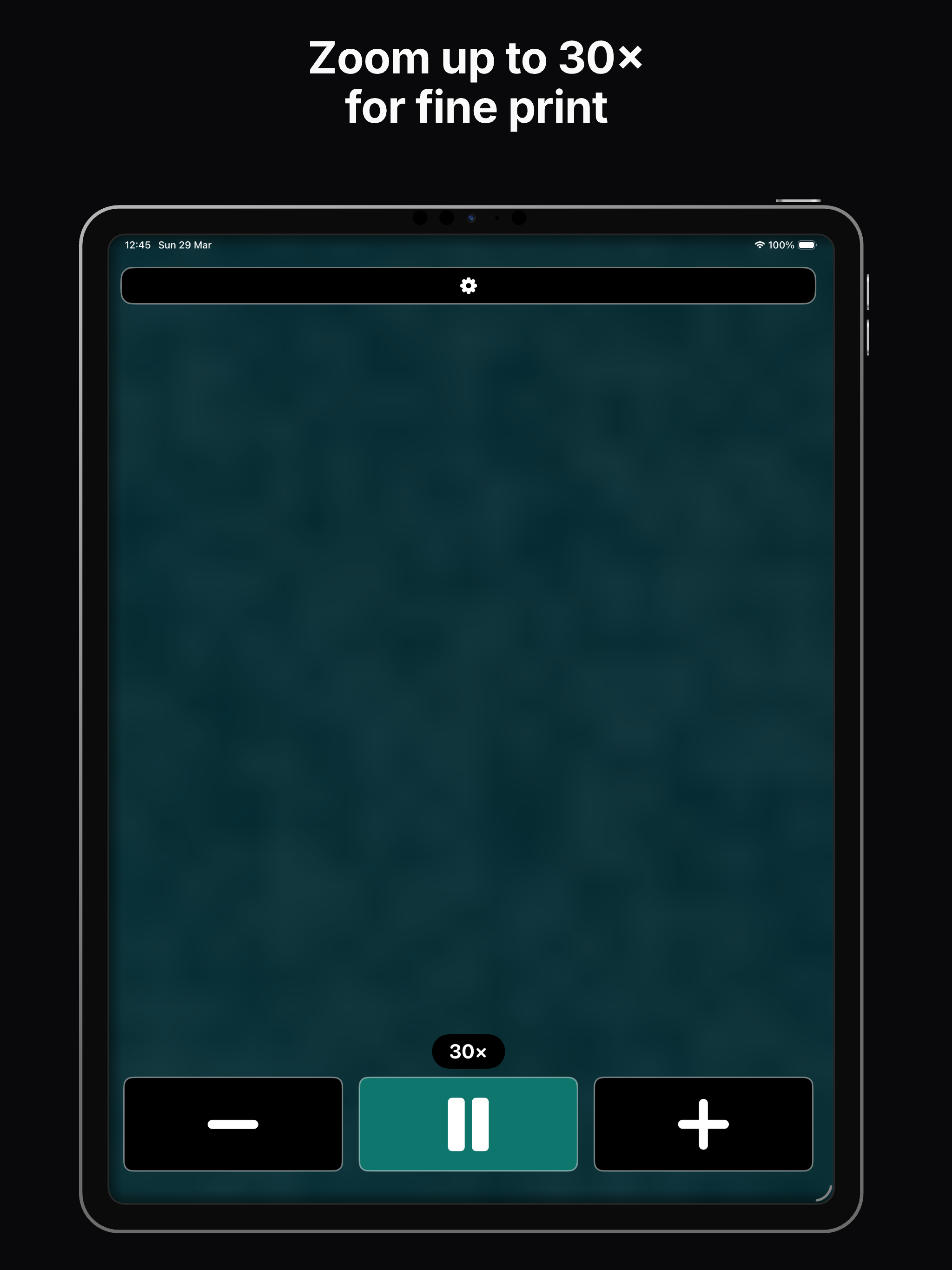 iPad — zoom for fine print